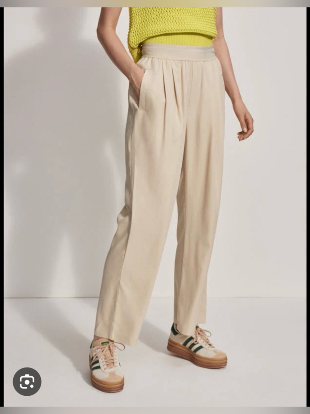 NEW Varley Riggs Loose Fit Wide Leg Pant Oyster Grey Elastic Waist Summer Office